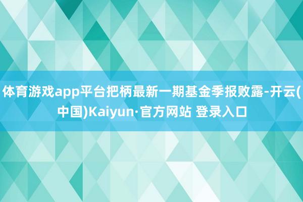 体育游戏app平台把柄最新一期基金季报败露-开云(中国)Kaiyun·官方网站 登录入口