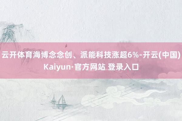 云开体育海博念念创、派能科技涨超6%-开云(中国)Kaiyun·官方网站 登录入口