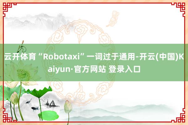 云开体育“Robotaxi”一词过于通用-开云(中国)Kaiyun·官方网站 登录入口