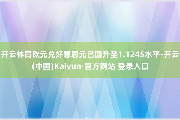 开云体育欧元兑好意思元已回升至1.1245水平-开云(中国)Kaiyun·官方网站 登录入口