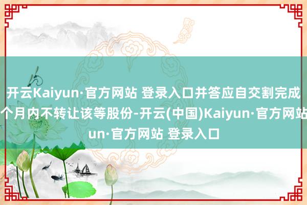 开云Kaiyun·官方网站 登录入口并答应自交割完成之日起12个月内不转让该等股份-开云(中国)Kaiyun·官方网站 登录入口